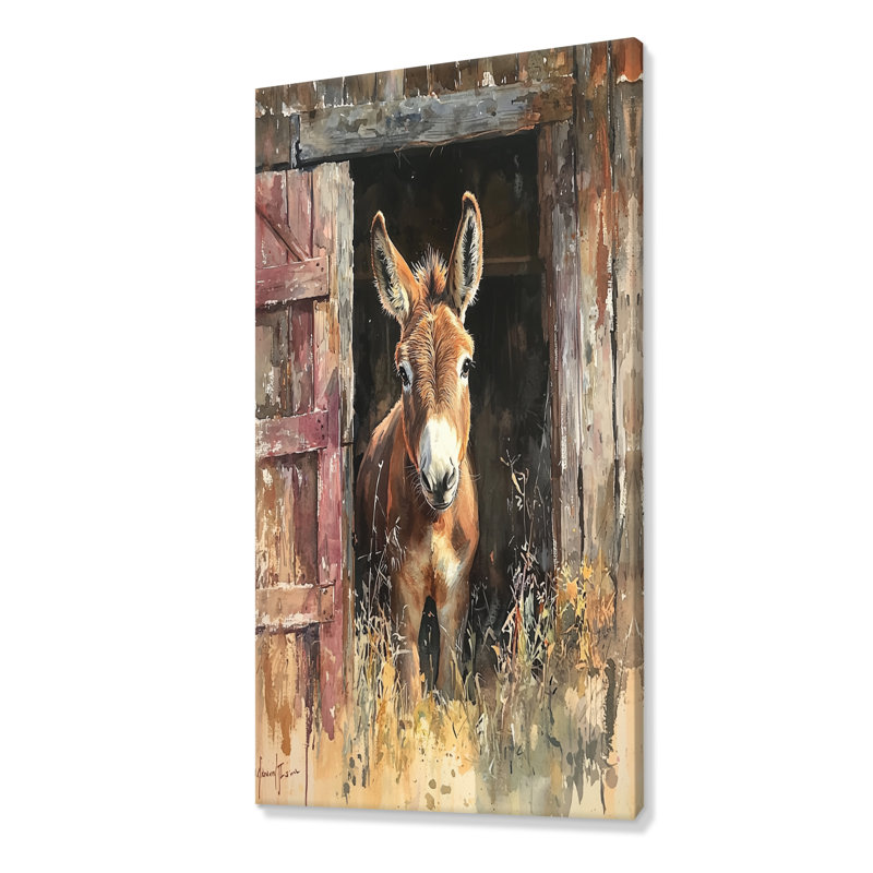 Donisha, mignon, portrait d'âne à la ferme I - art mural d'âne, 60" H x 28" W, Toile tendue, Ne s’applique pas