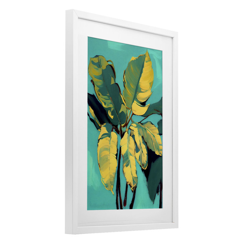 «Organic Banana Leaves», reproduction encadrée sous verre, design par 1x, H 23 po x l 17 po, Cadre blanc côtier