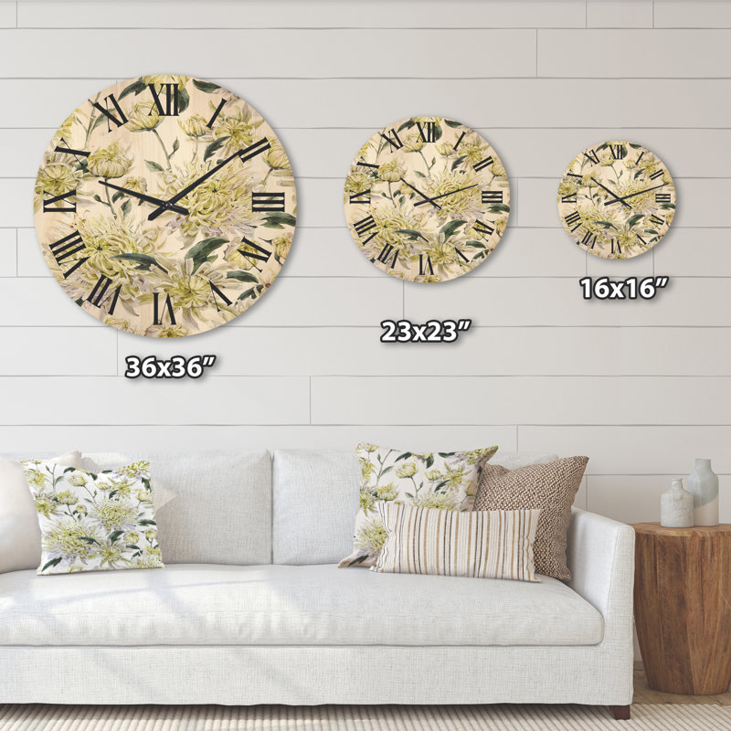 Horloge murale en bois Chrysanthemus I, Grand
