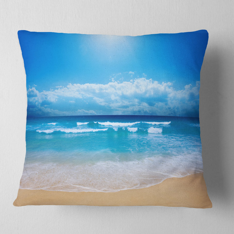 Coussin lombaire Landscape Seascape Paradise Beach, 16 po x 16 po, Carré