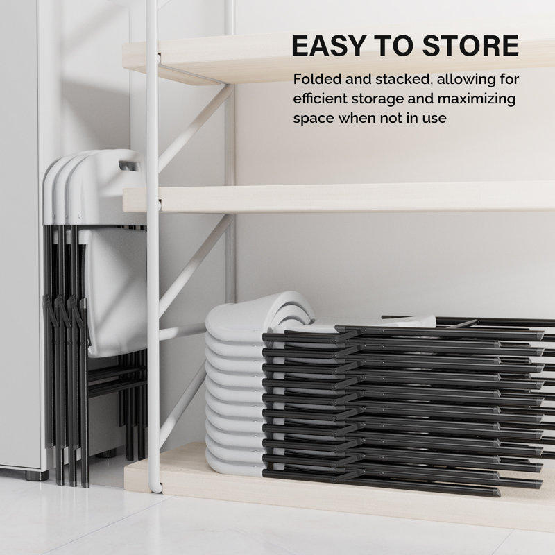 Ensemble de chaises pliantes empilables Megale HDPE, Noir / blanc