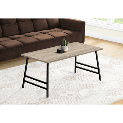 Bureau rectangulaire moderne en taupe stratifié, L 40 po, Accent de salon, Pieds en métal noir, Table basse L 40 po Cocktail, Rectangulaire, Finition, Accent