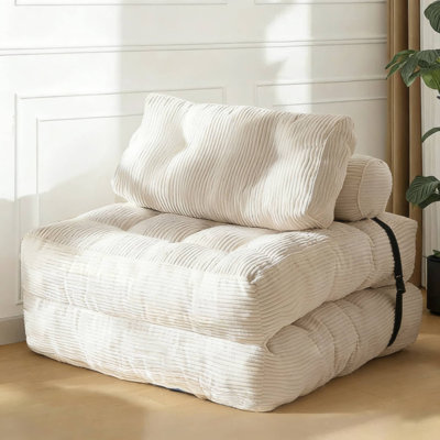 Folding Bean Bag Sofa Bed,Convertible Sleeper Bed & Portable Mattress with Pillow and Lumbar Support in Dorm,Bedroom, Apartment,Office,Compressed Packaging