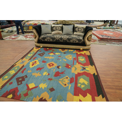 Blue Tribal Oriental Kilim Wool  Area Rug 8x8