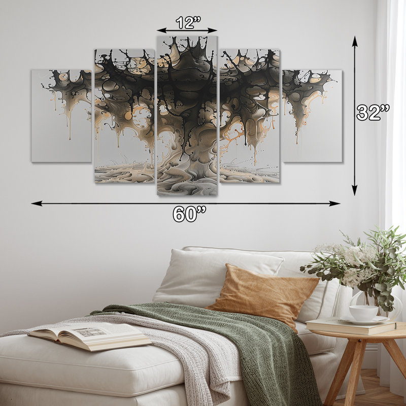 «Ethereal Tree Awakening Art», ensemble de 5 décorations murales abstraites, H 32 po x l 60 po
