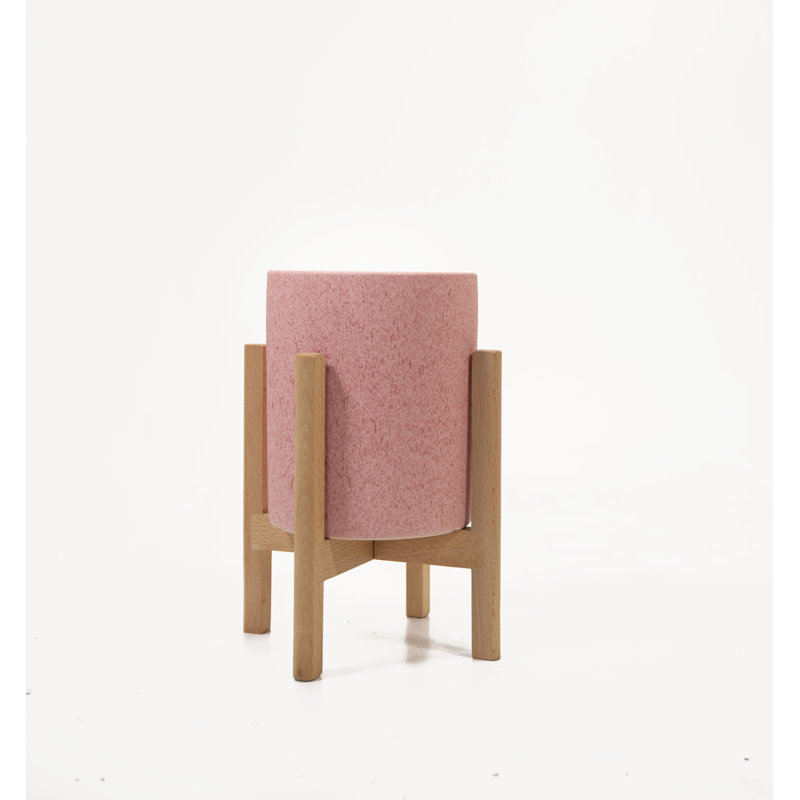 Pot à fleurs en bois Alucard, Rose pastel / naturel, H 5,7 po x l 5,5 po x P 5,5 po