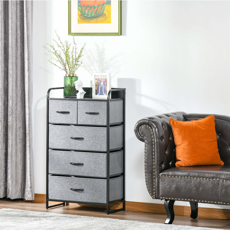 Vertical Metal Dresser with 5 Drawers