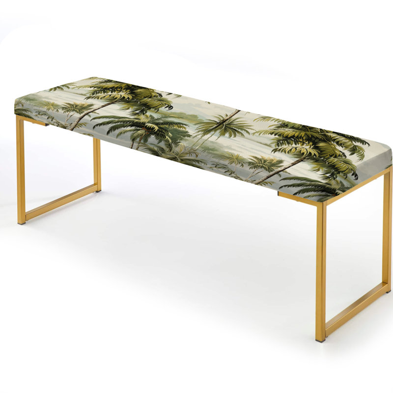 Vintage Palms Tropical Pattern - Tropical Upholstered Gold Bench