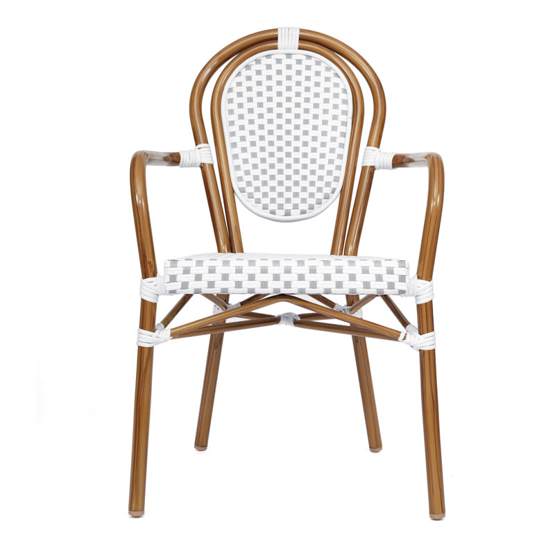 Chaise Paris empilable Connally, Blanc / gris / naturel