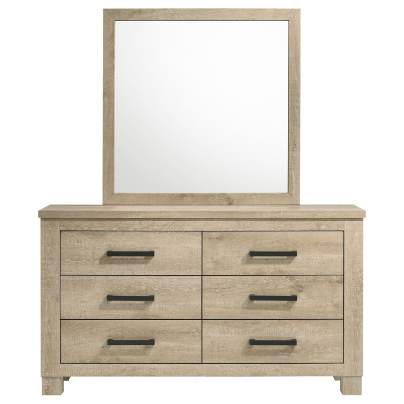Commode 6 tiroirs avec miroir patiné