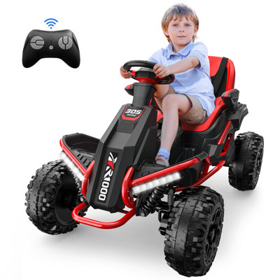 Voiture jouet 24V 4WD Ride On avec 4 moteurs puissants, suspension à ressorts, siège large de 14 pouces pour les grands enfants