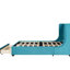 Lit plateforme tapissier grand en velours bleu avec tête de lit à oreilles relaxante - couleur unie et construction