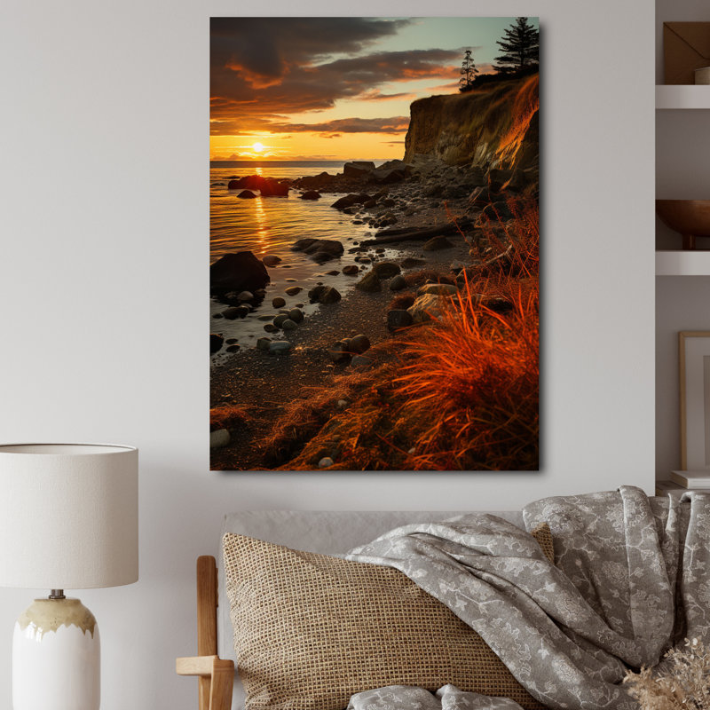 Norson Vibrant Costal Clift sur toile, H 44 po x l 34 po x P 1,5 po, Toile tendue