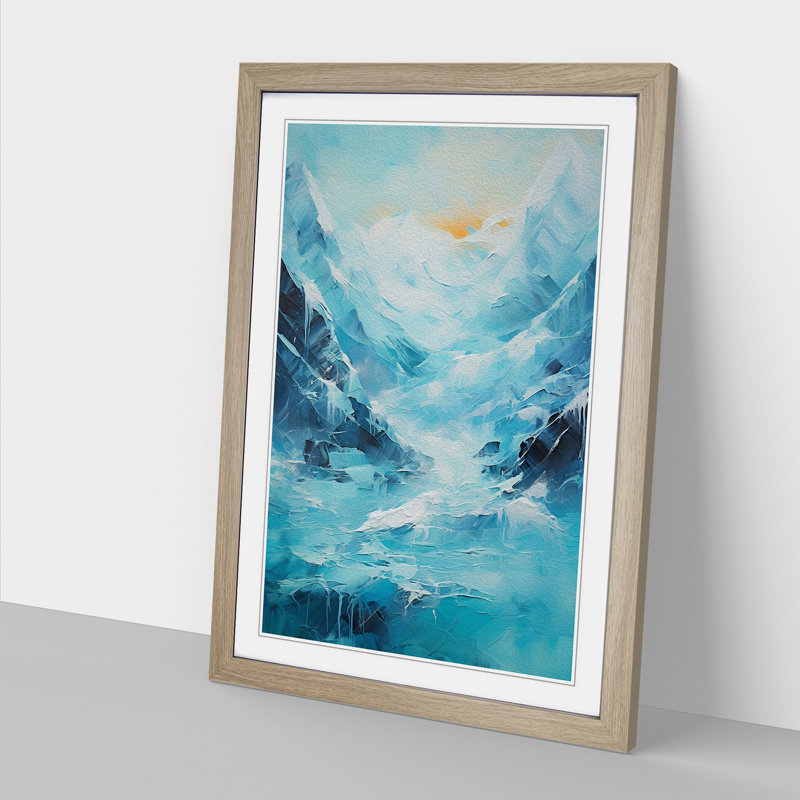 Glacier Action Painting - Framed Print, Oak, 46cm H x 34cm W x 2cm D
