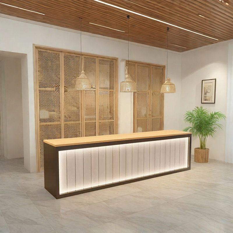 Rectangular Information Counter, Cashier Counter, and Writing Desk with Single Surface for Office or Store, White