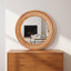 Miroir mural rond en rotin