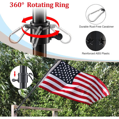 5ft Tangle Free Porch Flag Pole Kit with Mount Bracket