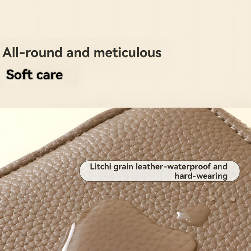 Caramel Brown Leather Jewellery Box - Exquisite Lychee Pattern, One Decoration, One Bag, Card Style Storage