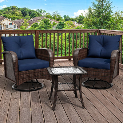 3-Piece Patio Swivel Glider Set with Side Table