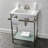 Kingston Brass Sheridan 24-Inch Ceramic Console Sink with Stainless Steel Legs and Glass Shelf (3-Hole)-54822238-54822237