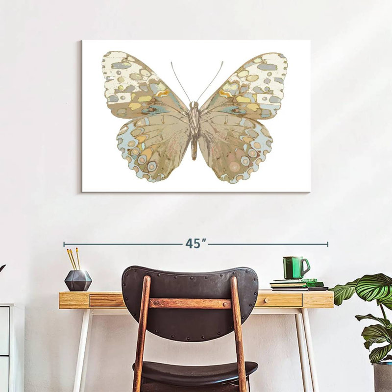 Papillon Brampt en taupe et bleu, H 26 po x l 39 po