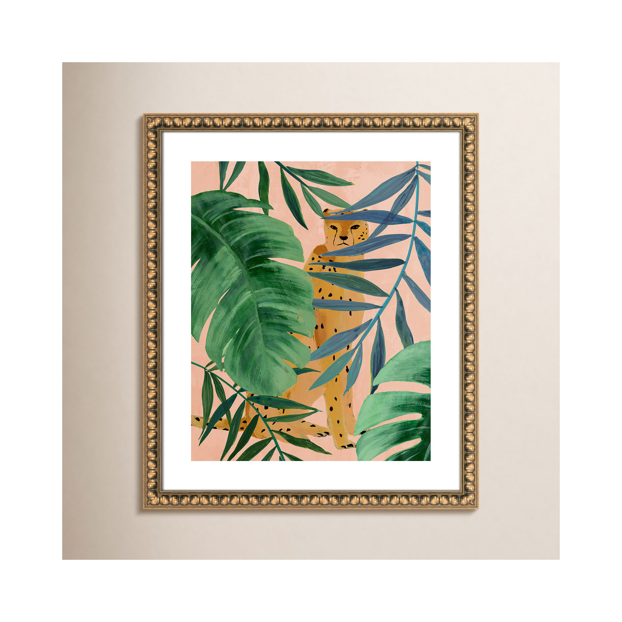 Silent Jungle - Painting Print, Gold Bead Framed Paper, 25.5" H x 21.5" W x 1.13" D