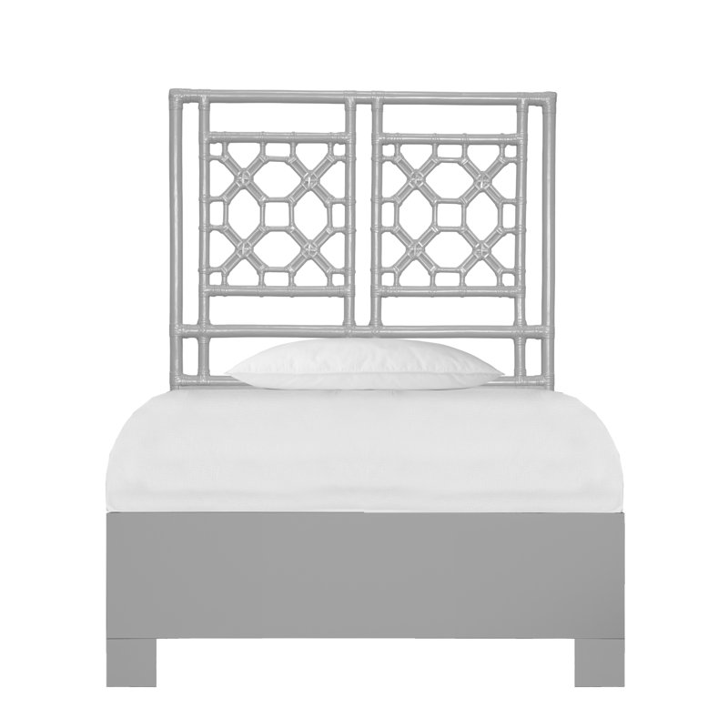 Lattice Back Standard Bed, Twin XL, Light Gray