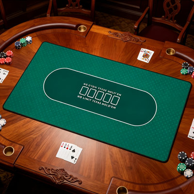 Tapis de poker Texas Hold'em, tapis de table de 6 à 10 joueurs, nappe de poker portable pliable, convient pour les soirées de jeux en famille, Blackjack, vert - 11,81 po x 27,56 po