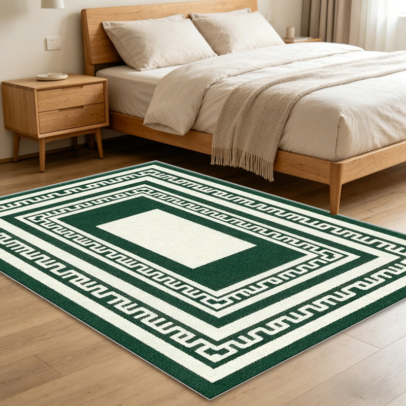 Green Greek Key carpet-easy to clean, machine-washable, soft and comfortable; suitable for door mats, kitchens, living rooms, bedrooms, corridors, and laundry areas. Easy to clean, durable carpet for home decoration.