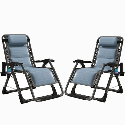 Lare Zero Gravity Chair Adjustable Reclining Patio Chairs with Removable Cushion,Headrest & Tray by Latitude Run