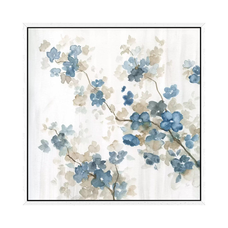 Dogwood In Blue II by Nan - Painting on Canvas, White Framed, 66.04 cm H x 66.04 cm W