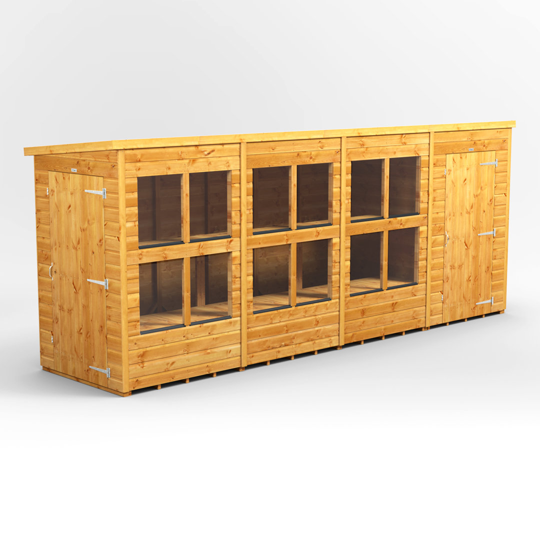 Powersheds 16 x 4ft Timber Tongue & Groove Pent Potting Shed Combi (includes 4ft Side Store)