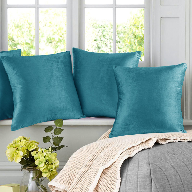 Nestl Velvet Decorative Throw Pillow Cover 2-Pack, Beach Blue, 24"H x 24"W