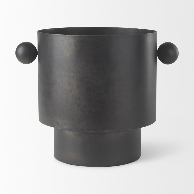 Vase de table en métal Legler, H 8,5 po x l 8 po x P 11 po, Noir