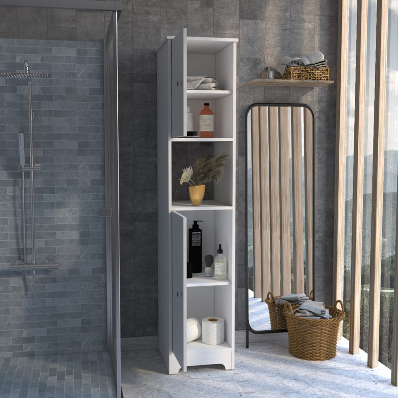 Linen Cabinet Albany, Four Interior Shelves, White Finish, White