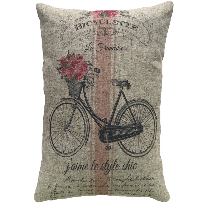 Enoch French Bike Striped Linen Throw Pillow