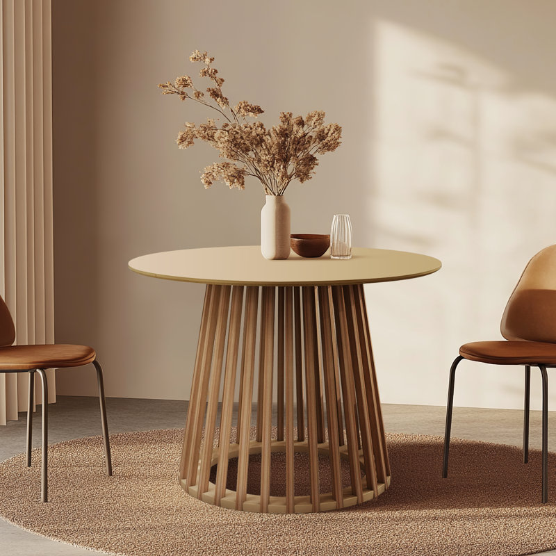 Small Round Dining Table for 4, Natural
