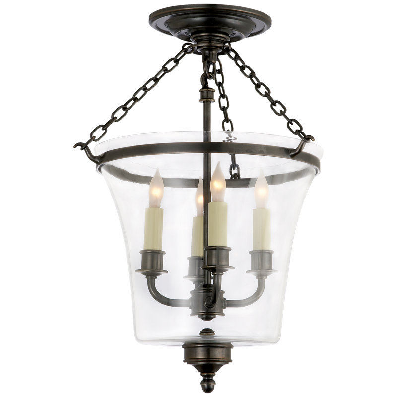 Chapman & Myers Sussex Semi-Flush Bell Jar Lantern, Bronze