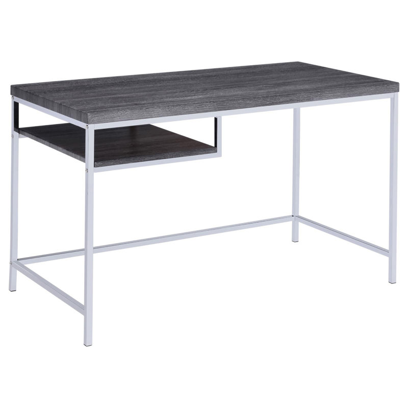 Weathered Grey And Chrome Rectangular Writing Desk