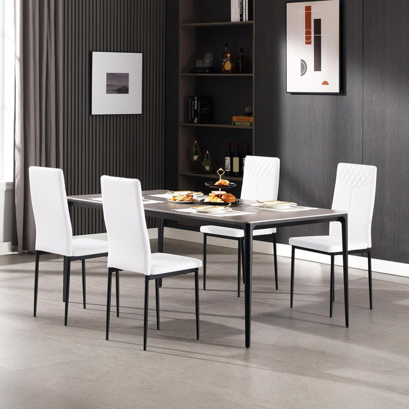 Eisine 47cm H Upholstered Metal Side Chair, White