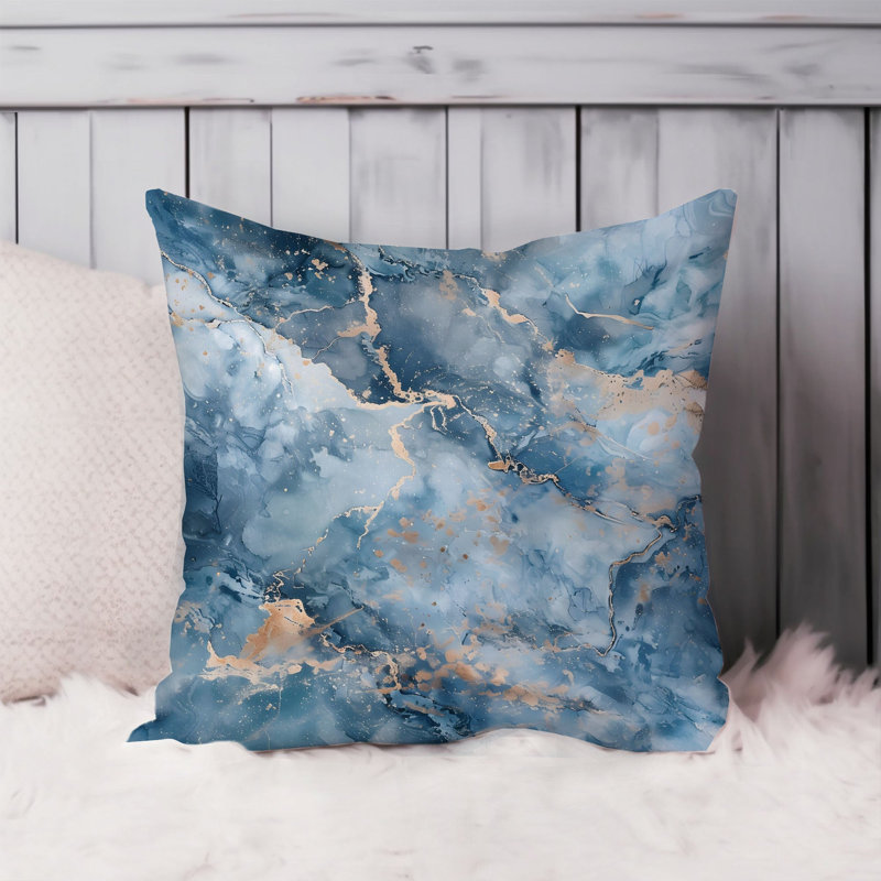 Abstract Blue Geode Crystals Marble IX Modern, 18"H x 18"W