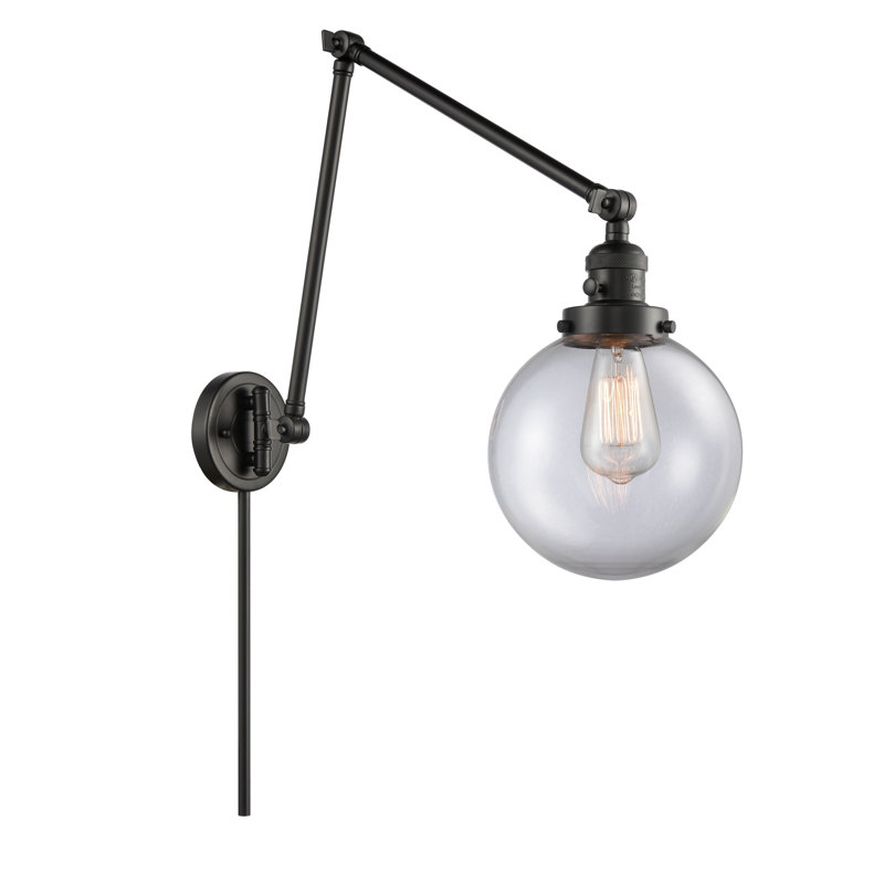 Chippewa Steel Plug-in Swing Arm Sconce, Clear, Matte Black, LED