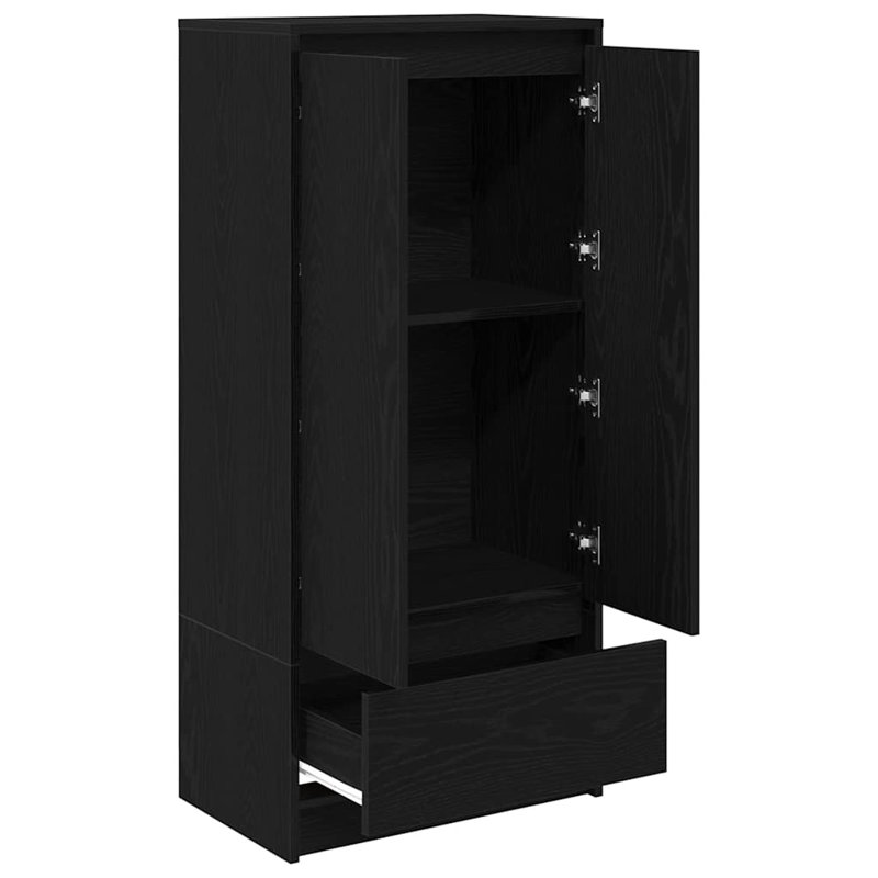 Cabinet With Drawer 55.5X34x119.5 Cm Engineered Wood, Black Oak