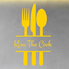 Adhésif décoratif cuisine Kiss the Cook, Jaune clair, H 24 po x l 15 po x P 0,01 po