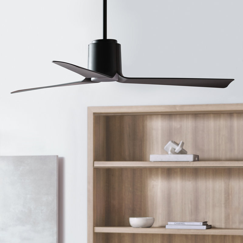 Visual Comfort Fan Peel Smart 52 LED Indoor Ceiling Fan with Threaded Downrod, Midnight Black ABS blades and Handheld Remote