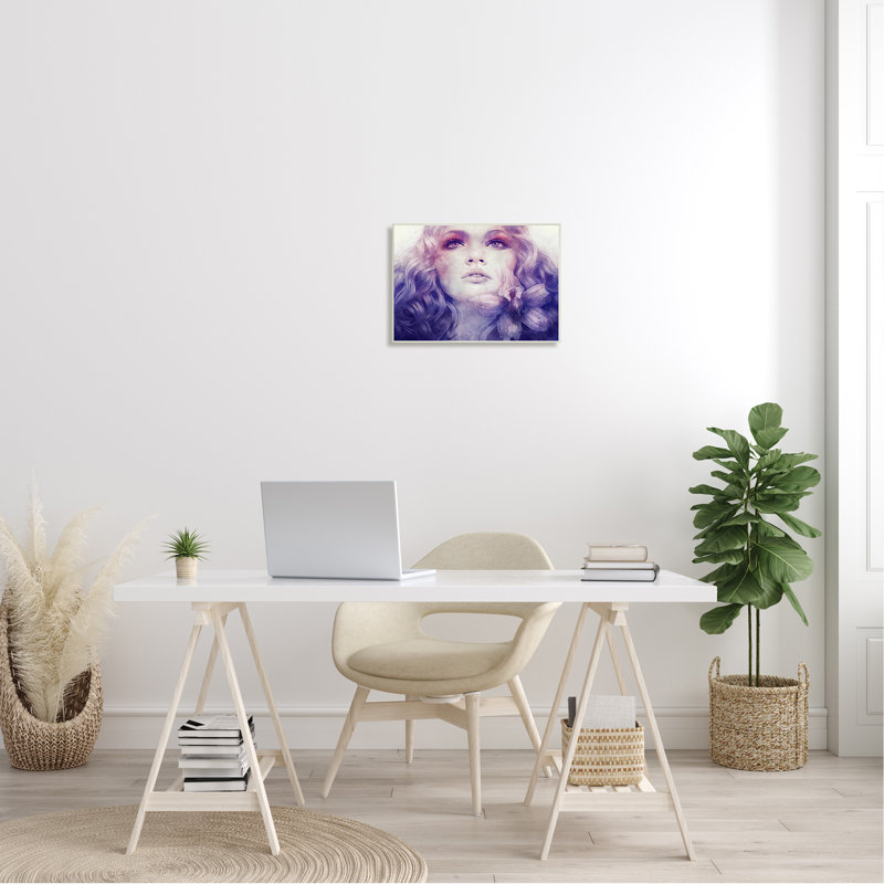 Fleur mauve vive, fleur qui coule les cheveux, L 19 po x H 19 po, Plaque murale