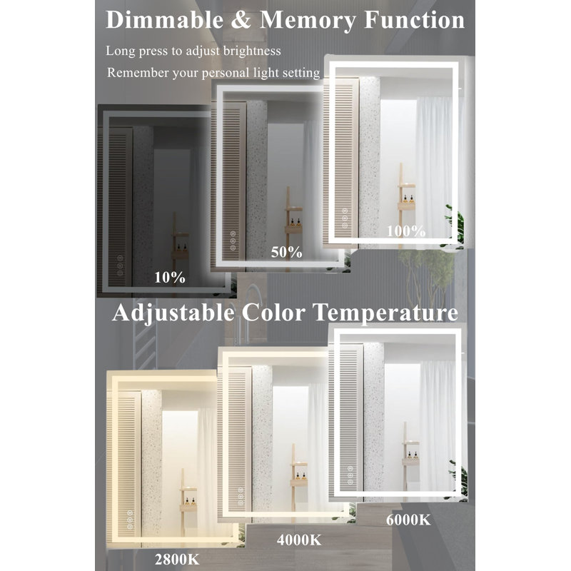 Miroir de salle de bain Led, 48 po x 24 po