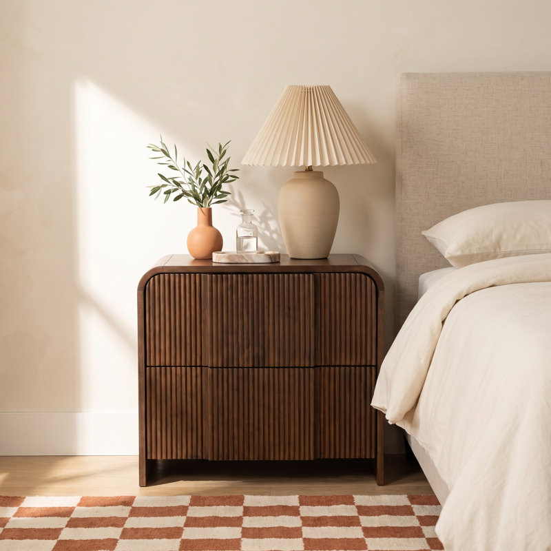 Jairo Vitale Reeded Wood 26" Nightstand, Walnut