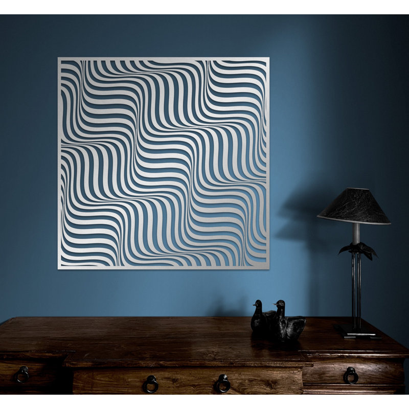 Metal Abstract Wall Hanging Décor, Infinite Waves Contemporary Art Deco for New Home or Office Gift, Matte Silver