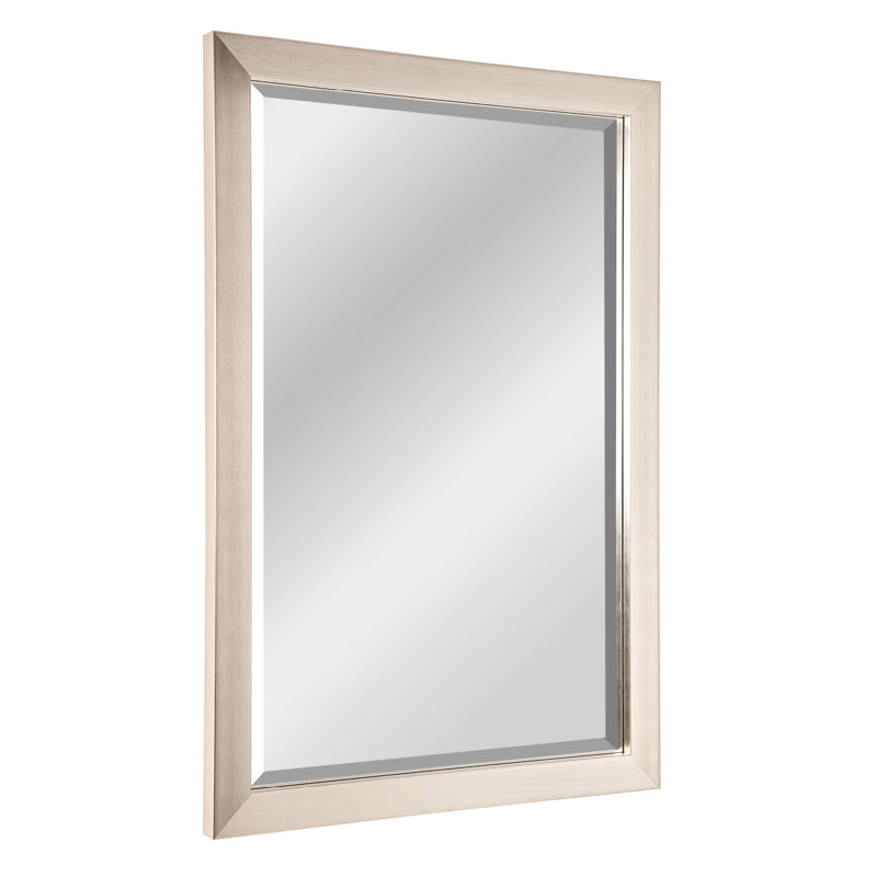 Alvaretta Brushed Nickel Framed Modern Mirror, 40" x 28", Brushed Nickel